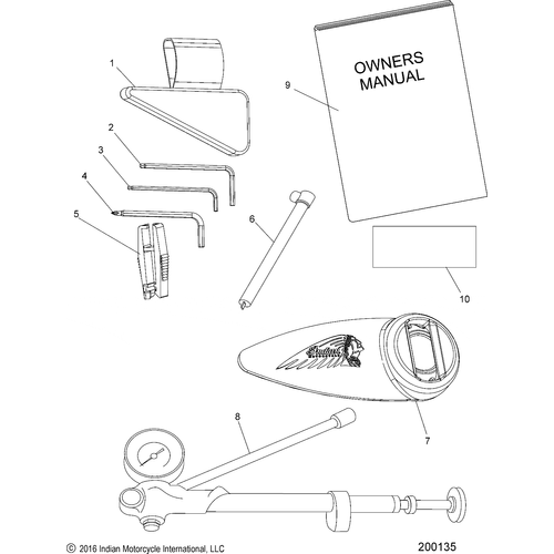 Tools, Tool Kit/Owners Manual All Options - 2017 Indian Roadmaster Classic Schematic-27278 OEM Schematic