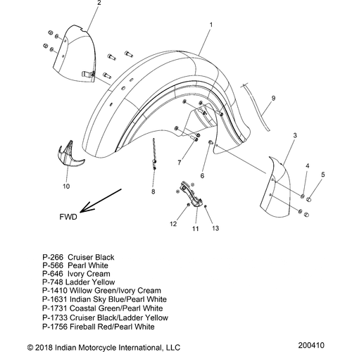 Trim Tip Front Fender by Polaris 5450470-156 Fender Accent