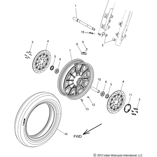 Wheel, Front All Options - 2017 Indian Chieftain/Roadmaster Schematic-27363 OEM Schematic