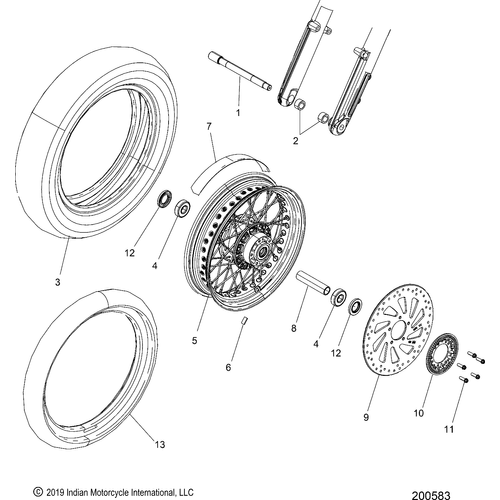 Wheel, Front, White Wall N21mtg00/Mth00 All Options - 2021 Indian Scout Bobber/Bobber Twenty Schematic-22583 OEM Schematic