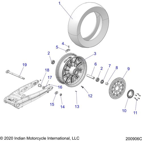 Wheel, Rear All Options - 2020 Indian Scout 1200/Anniversary Schematic-24137 OEM Schematic