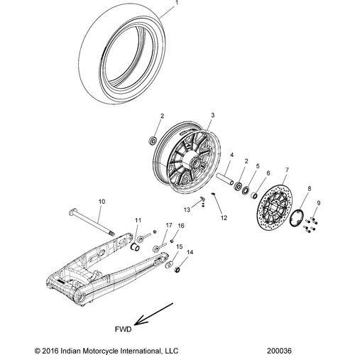 Wheel, Rear N16ccc All Options - 2016 Indian Chief Classic/Chief Vintage Schematic-28043 OEM Schematic