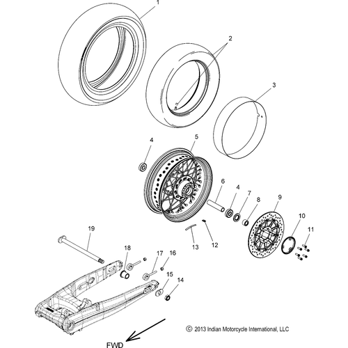 Wheel, Rear N16ccv All Options - 2016 Indian Chief Dark Horse Schematic-27921 OEM Schematic