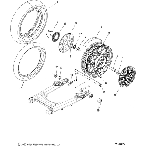 Wheel, Rear, White Wall N21mtg00/Mth00 All Options - 2021 Indian Scout Sixty Schematic-22481 OEM Schematic