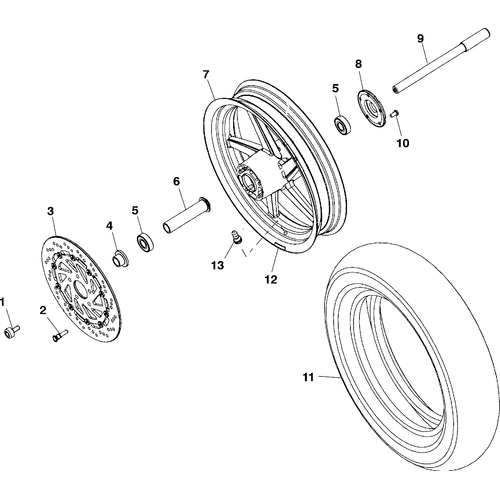 Wheels, Front - 1999 Victory Standard Cruiser - V99Cb15Db Schematic 8707 OEM Schematic