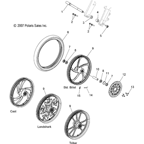 Wheels, Front - 2008 Victory Jackpot All Options - V08Bc26/Xb26 Schematic 4653 OEM Schematic