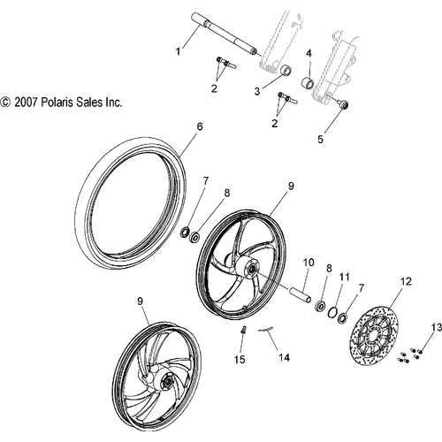 Wheels, Front - 2008 Victory Vegas/Vegas 8 Ball/Vegas Low All Options - V08Ab26/Gb26/Lb26 Schematic 4772 OEM Schematic