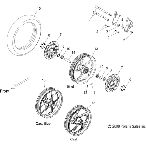 Wheels, Front - 2009 Victory Hammer/Hammer Sport All Options - V09Hb36/Hs36 Schematic 4288 OEM Schematic