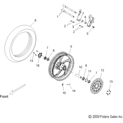 Wheels, Front - 2010 Victory Kingpin All Options - V10Cb26/Pb26 Schematic 4099 OEM Schematic