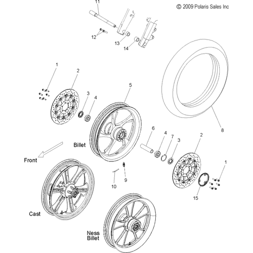 Wheels, Front - 2010 Victory Vision Tour Premium/Ness/8 Ball All Options - V10Sd36/Sc36/Vb36 Schematic 4231 OEM Schematic