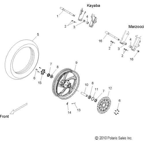 Wheels, Front - 2011 Victory Kingpin All Options - V11Ca36/Cb36 Schematic 3722 OEM Schematic