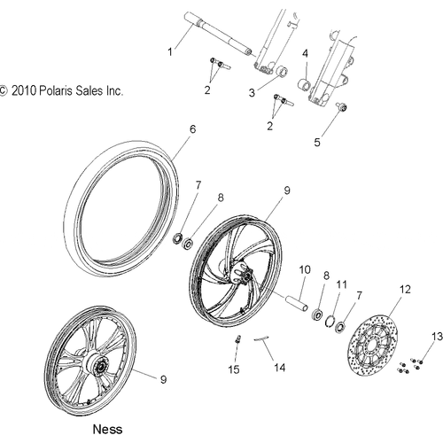 Wheels, Front - 2011 Victory Vegas/8 Ball/Ness All Options - V11Ga36/Gb36/Gc36 Schematic 3779 OEM Schematic