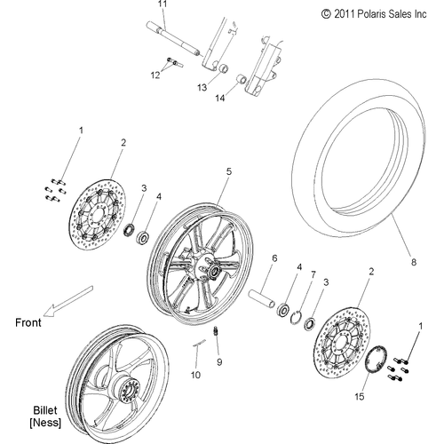 Wheels, Front - 2012 Victory Cross Country All Options - V12Tw36/Dw36/Kw36 Schematic 3063 OEM Schematic