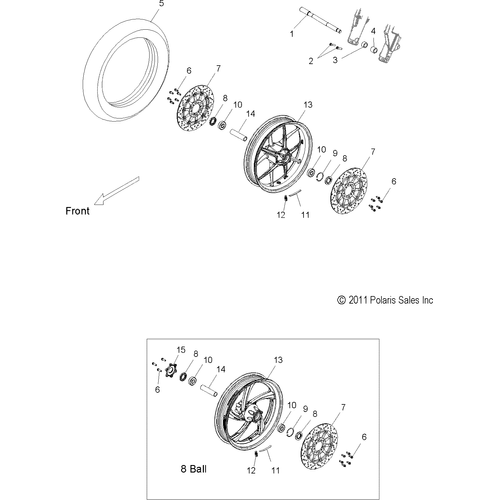 Wheels, Front - 2012 Victory Hammer S/8 Ball All Options - V12Hs36/Ha36 Schematic 3183 OEM Schematic