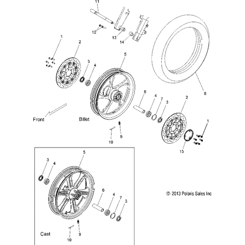 Wheels, Front - 2014 Victory Cross Country/Touring/15Th Anniversary All Options - V14Da/Db/Dw/Tw/Zw36 Schematic 2023 OEM Schematic