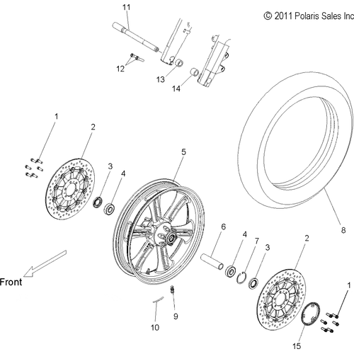 Wheels, Front,  - 2014 Victory Cross Roads 8-Ball/Cross Roads Classic All Options - V14Ba36/Bw36 Schematic 2087 OEM Schematic