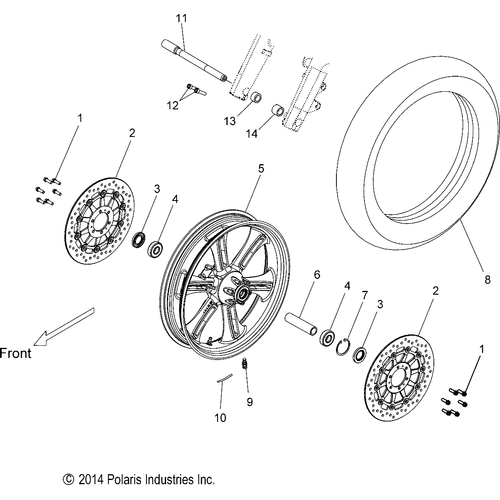Wheels, Front - 2015 Victory Cross Country 8 Ball All Options - V15Da36 Schematic 1338 OEM Schematic