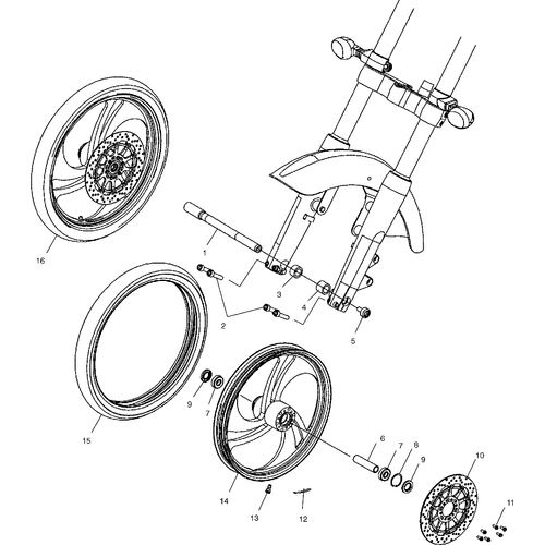 Wheels, Front (Billet) - 2003 Victory Victory Vegas All Options - V03Gb16 Schematic 5802 OEM Schematic