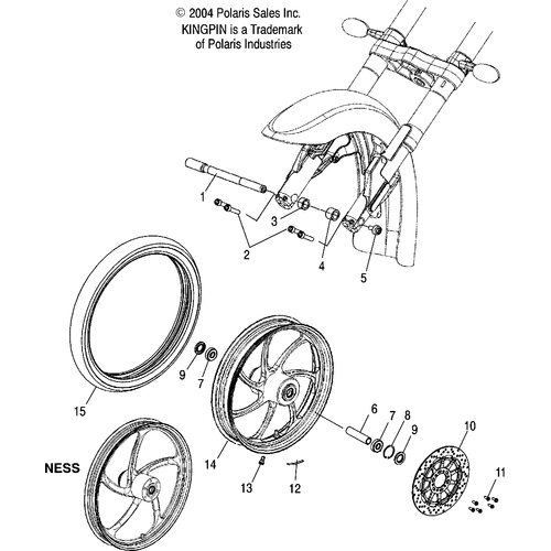 Wheels, Front (Billet) - 2005 Victory Kingpin/Ness All Options - V05Cb16/Dc16 Schematic 5396 OEM Schematic