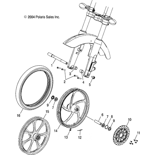 Wheels, Front (Billet) - 2005 Victory Victory Vegas All Options - V05Ab16/Ec16/Gb16 Schematic 5497 OEM Schematic