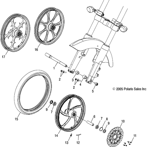 Wheels, Front (Billet) - 2007 Victory Jackpot/Ness All Options - V07Xb26/Bc26 Schematic 4939 OEM Schematic