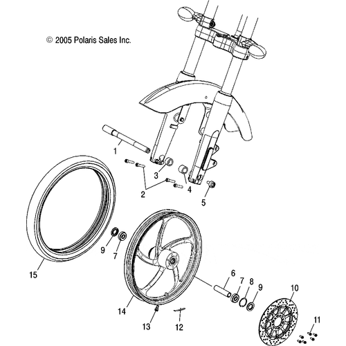 Wheels, Front (Billet) - 2007 Victory Vegas/Vegas 8 Ball All Options - V07Ab26/Gb26 Schematic 5039 OEM Schematic