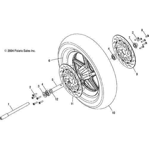 Wheels, Front (Cast) - 2005 Victory Ca Touring Cruiser All Options - V05Tb16 Schematic 5344 OEM Schematic