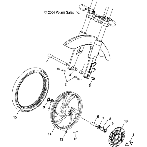Wheels, Front (Cast) - 2005 Victory Victory Vegas All Options - V05Ab16/Ec16/Gb16 Schematic 5498 OEM Schematic