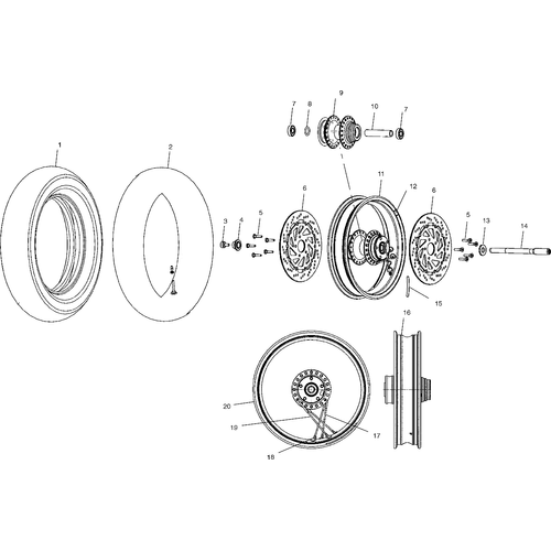Off Road Express OEM Schematic Wheels, Front (Laced) - 2003 Victory Ca Touring Cruiser All Options - V03Tb16 Schematic 5755