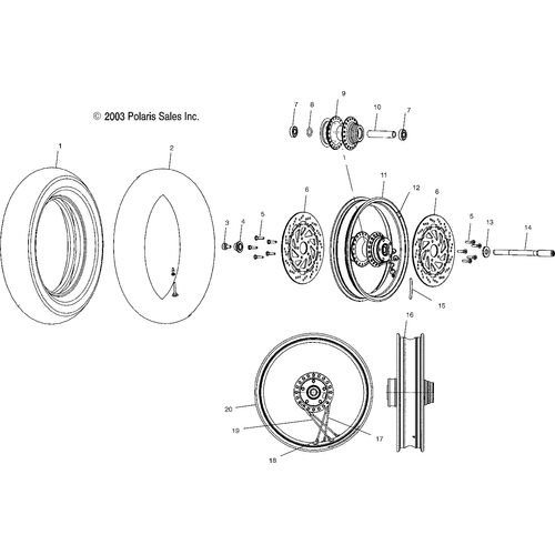 Wheels, Front (Laced) - 2004 Victory Ca Touring Cruiser All Options - V04Tb16 Schematic 5550 OEM Schematic
