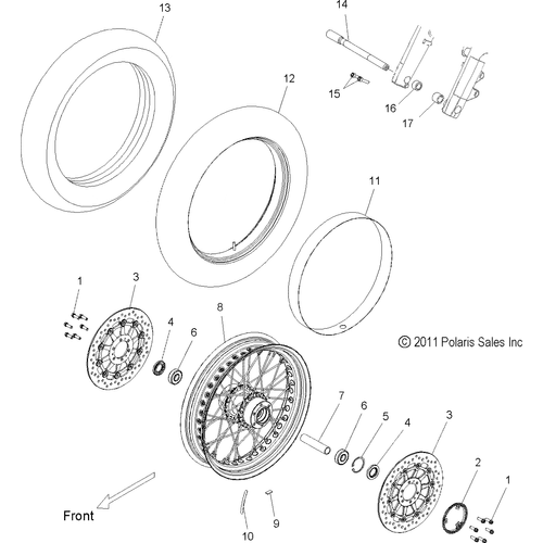 Wheels, Front, Laced - 2015 Victory Cross Country/Touring All Options - V15Cw/Db/Dw/Tw36 Schematic 1411 OEM Schematic