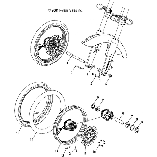 Wheels, Front (Spoked) - 2005 Victory Victory Vegas All Options - V05Ab16/Ec16/Gb16 Schematic 5499 OEM Schematic