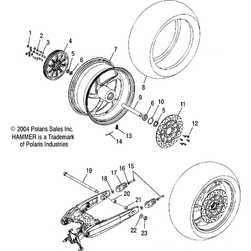 Wheels, Rear (Billet) - 2005 Victory Victory Hammer All Options - V05Hb26 Schematic 5449 OEM Schematic