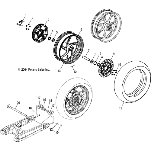Wheels, Rear (Billet) - 2005 Victory Victory Vegas All Options - V05Ab16/Ec16/Gb16 Schematic 5500 OEM Schematic
