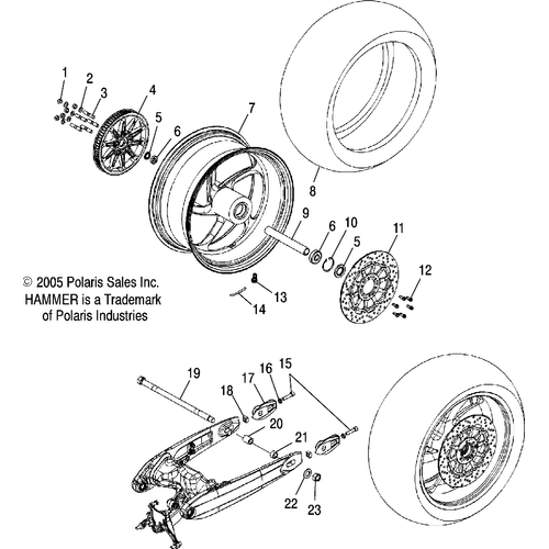 Wheels, Rear (Billet) - 2006 Victory Victory Hammer All Options - V06Hb26 Schematic 5243 OEM Schematic