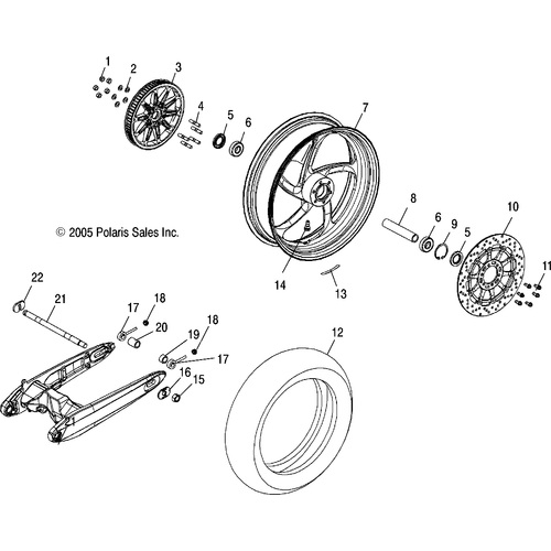 Wheels, Rear (Billet) - 2007 Victory Vegas/Vegas 8 Ball All Options - V07Ab26/Gb26 Schematic 5041 OEM Schematic